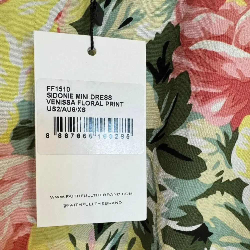 FAITHFULL THE BRAND NWT Sidonie Mini Dress Venissa Floral Size 2 / XS $159 MSRP - Picture 8 of 11